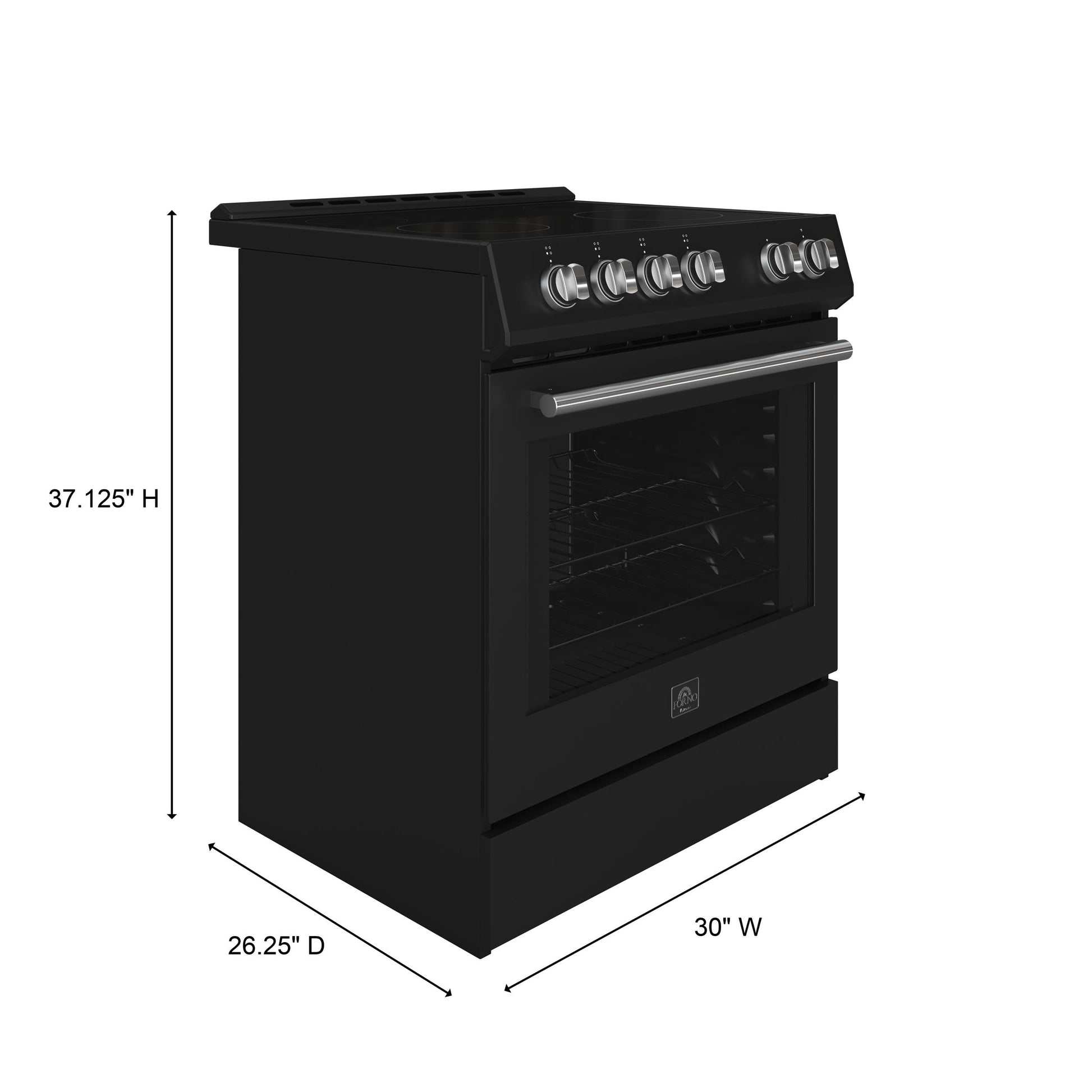Forno FFSEL601230BLK Forno Leonardo Espresso 30-Inch Black Electric Range, True Convection, Energy Efficient