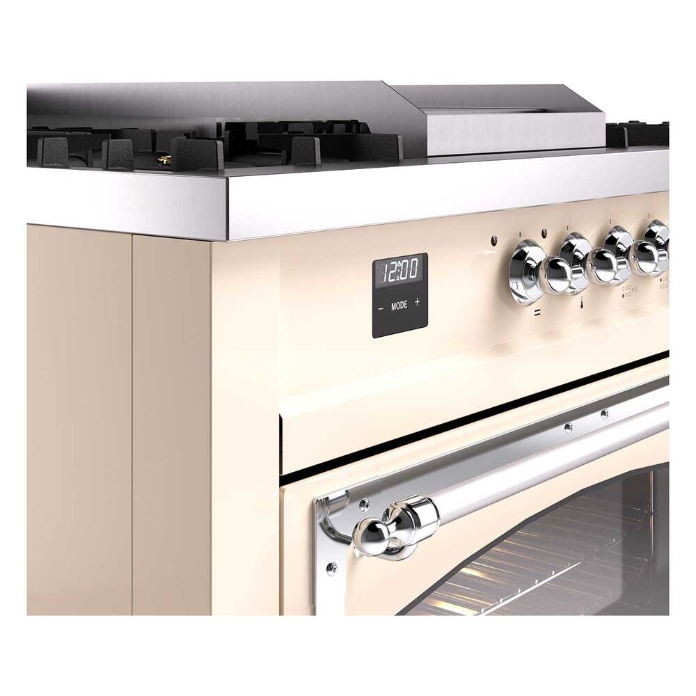 Ilve UN60FSNMPAWCLP Ilve Un60Fsnmpawclp Nostalgie Ii Noblesse 60" Dual Fuel Range (7 Sealed Burners + Griddle + French Top, Liquid Propane, Triple Glass Door, Antique White, Chrome)