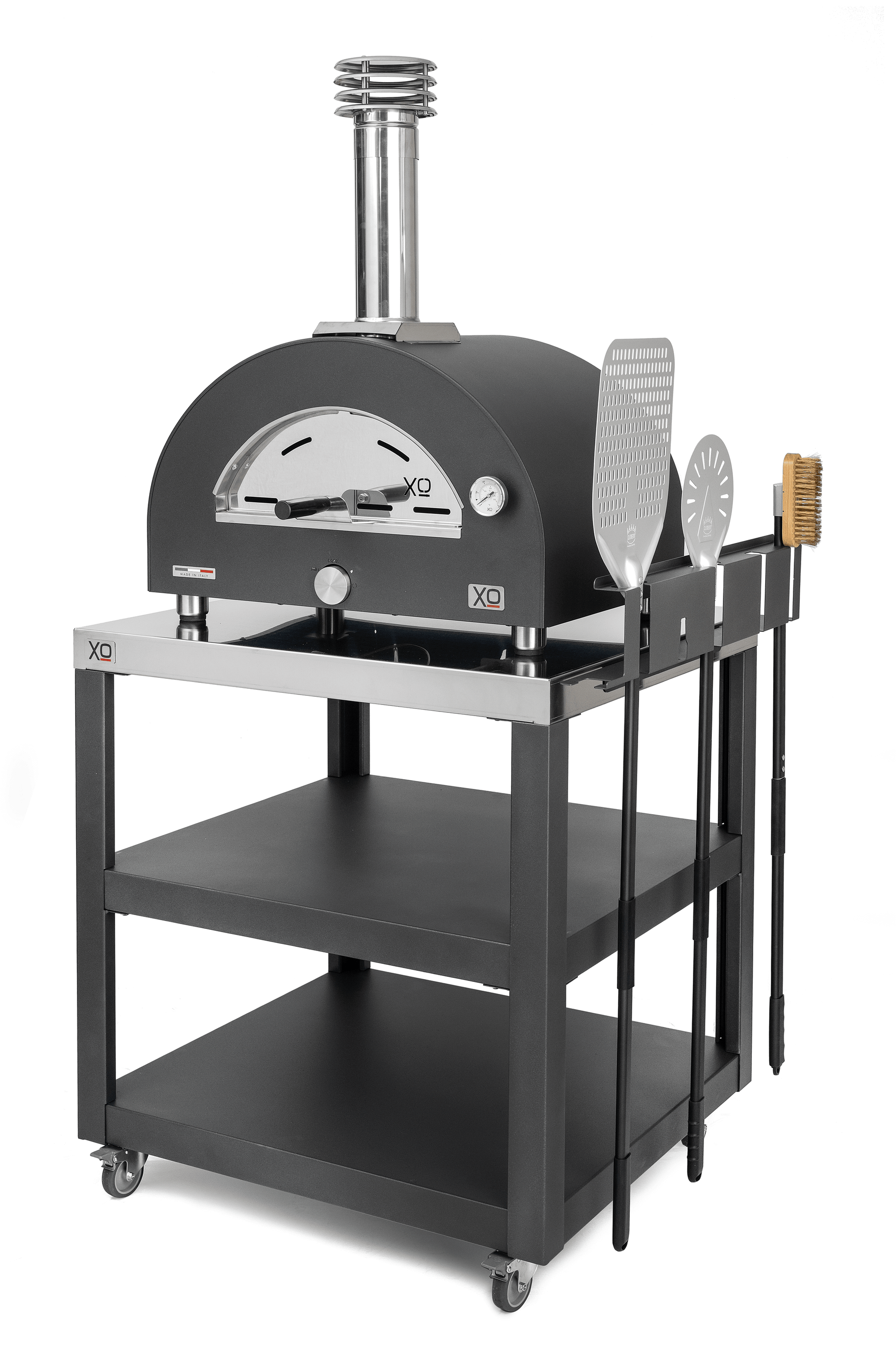 Xo Appliance XOPIZZA1HCAN Countertop Hybrid Gas & Wood Oven In Black