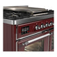 Ilve UMD40FNR3BUCLP Ilve Umd40Fnr3Buclp Majestic Iii 40 Inch Dual Fuel Range With 6 Burners And Griddle, Dual Function Burner Up To 25,000 Btu (Liquid Propane, Triple Glass Door, Burgundy, Chrome)