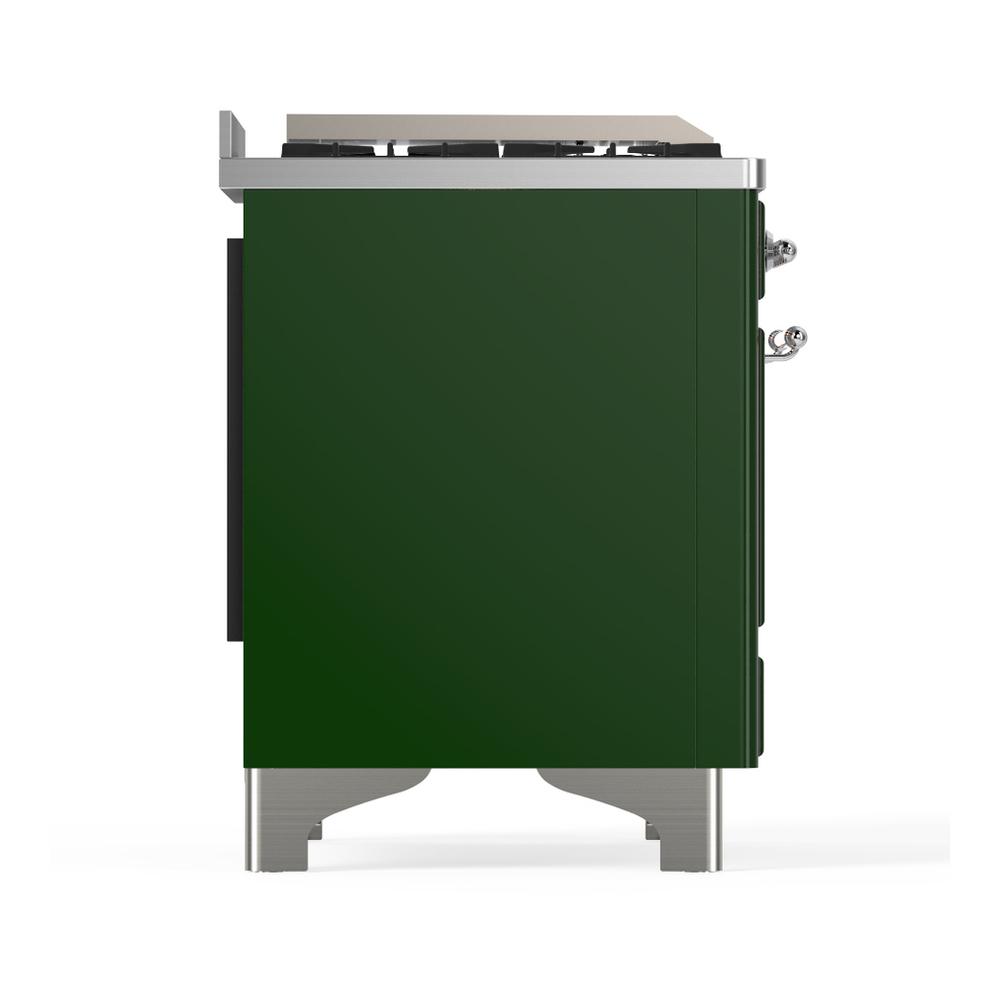Ilve UMD40FNR3EGCLP Ilve Umd40Fnr3Egclp Majestic Iii 40 Inch Dual Fuel Range With 6 Burners And Griddle, Dual Function Burner Up To 25,000 Btu (Liquid Propane, Triple Glass Door, Emerald Green, Chrome)