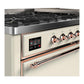 Ilve UM60FQNR3AWPLP Ilve Um60Fqnr3Awplp Majestic Iii 60 Inch Dual Fuel Range With 9 Burners And Griddle, Dual Function Burner Up To 25,000 Btu (Liquid Propane, Solid Door, Antique White, Copper)