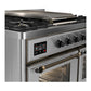 Ilve UMD40FNR3SSB Ilve Umd40Fnr3Ssb Majestic Iii 40 Inch Dual Fuel Range With 6 Burners And Griddle, Dual Function Burner Up To 25,000 Btu (Natural Gas, Triple Glass Door, Stainless Steel, Burnished)
