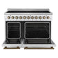 Forno FFSEL601148WHT Forno Paolo 48 Inch Freestanding Electric Range In White With Antique Brass, 6.7 Cu.Ft, True Convection Oven, Energy Efficient