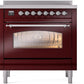 Ilve UPI366NMPBUC Nostalgie Ii 36 Inch Electric Freestanding Range In Burgundy With Chrome Trim