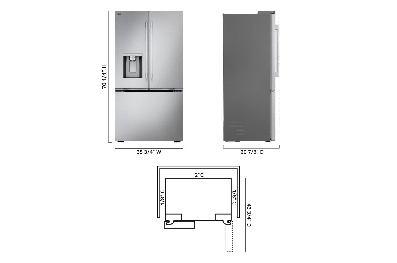 Lg LF24Z6330S 24 Cu. Ft. Counter-Depth Max&#8482; With Zero Clearance&#8482; 3-Door French Door Refrigerator