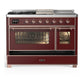 Ilve UM48FSNR3BUP Ilve Um48Fsnr3Bup Majestic Iii 48 Inch Dual Fuel Range With 5 Black Brass Burners, Griddle And French Top, Dual Function Burner Up To 25,000 Btu (Natural Gas, Triple Glass Door, Burgundy, Copper)