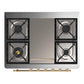 Ilve UM36FNR3BKGLP Ilve Um36Fnr3Bkglp Majestic Iii 36 Inch Dual Fuel Range With 6 Black Brass Burners And Griddle, Dual Function Burner Up To 25,000 Btu (Triple Glass Door, Glossy Black, Brass, Liquid Propane)