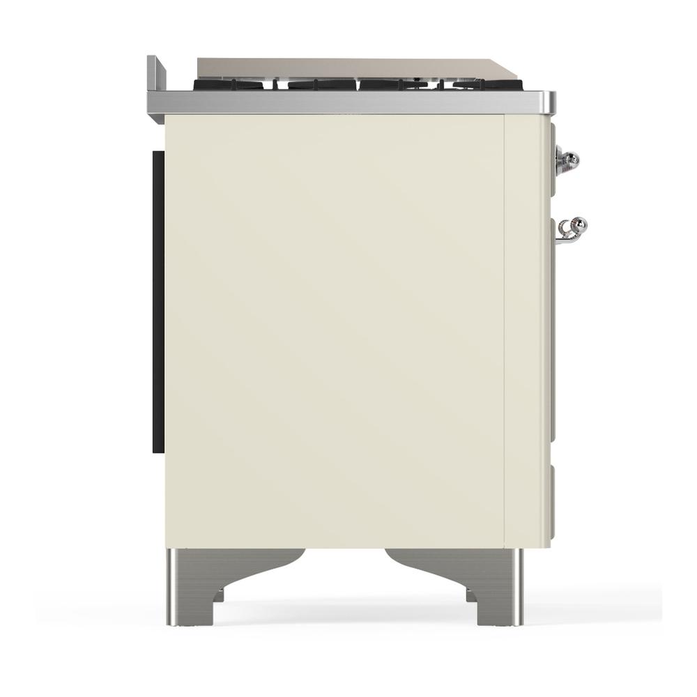 Ilve UM60FSQNR3AWCLP Ilve Um60Fsqnr3Awclp Majestic Iii 60 Inch Dual Fuel Range With 7 Burners, Griddle And French Top, Dual Function Burner With Up To 25,000 Btu (Liquid Propane, Solid Door, Antique White, Chrome)