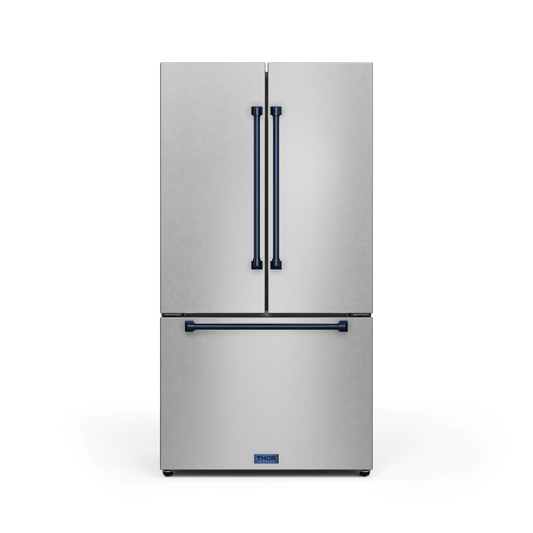 Thor Kitchen RF3621CTD99BLU 36 Inch 20.3 Cu Ft French Door Counter Depth Refrigerator With Ice Maker In Stainless Steel/Navy Blue Gordon Ramsay Series - Rf3621Ctd99-Blu