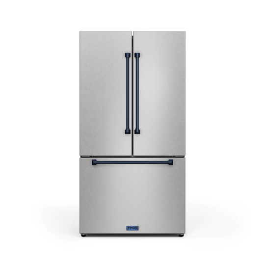 Thor Kitchen RF3621CTD99BLU 36 Inch 20.3 Cu Ft French Door Counter Depth Refrigerator With Ice Maker In Stainless Steel/Navy Blue Gordon Ramsay Series - Rf3621Ctd99-Blu