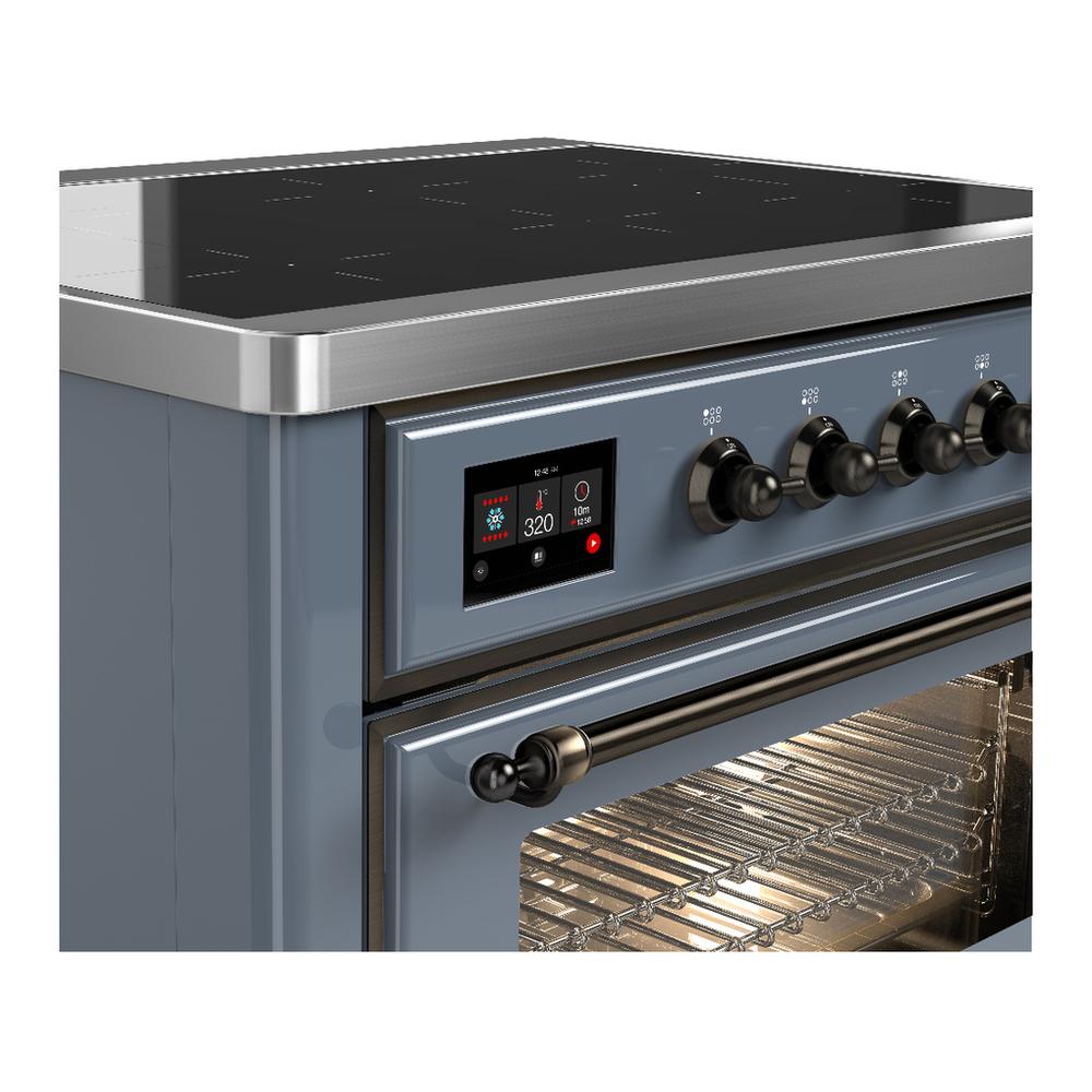 Ilve UMIB36NR3BGB Ilve Umib36Nr3Bgb Majestic Iii 36 Inch Induction Range With 6 Elements, 3.5 Cu. Ft. Total Oven Capacity (Triple Glass Door, Blue Grey, Burnished)