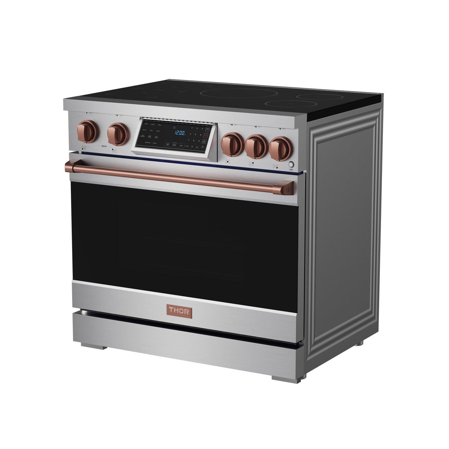 Thor Kitchen RSI36RSG 36 Inch Professional Induction Range With Tilt Panel Touch Control In Stainless Steel And Rose Gold Gordon Ramsay Series