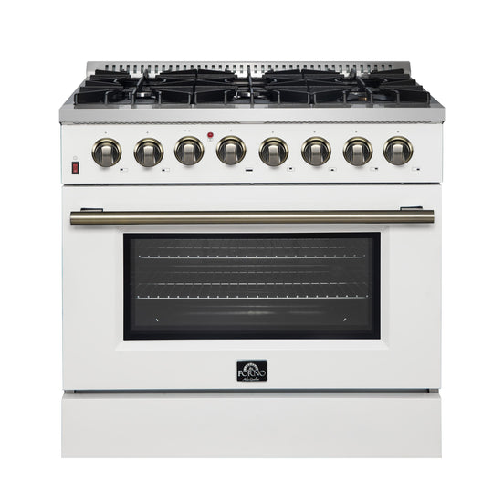 Forno FFSGS615636WHT Forno Galiano 36" Freestanding Dual Fuel Range In White