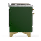 Ilve UM48FNR3EGGLP Ilve Um48Fnr3Egglp Majestic Iii 48 Inch Dual Fuel Range With 8 Burners And Griddle, Dual Function Burner Up To 25,000 Btu (Liquid Propane, Triple Glass Door, Emerald Green, Brass)