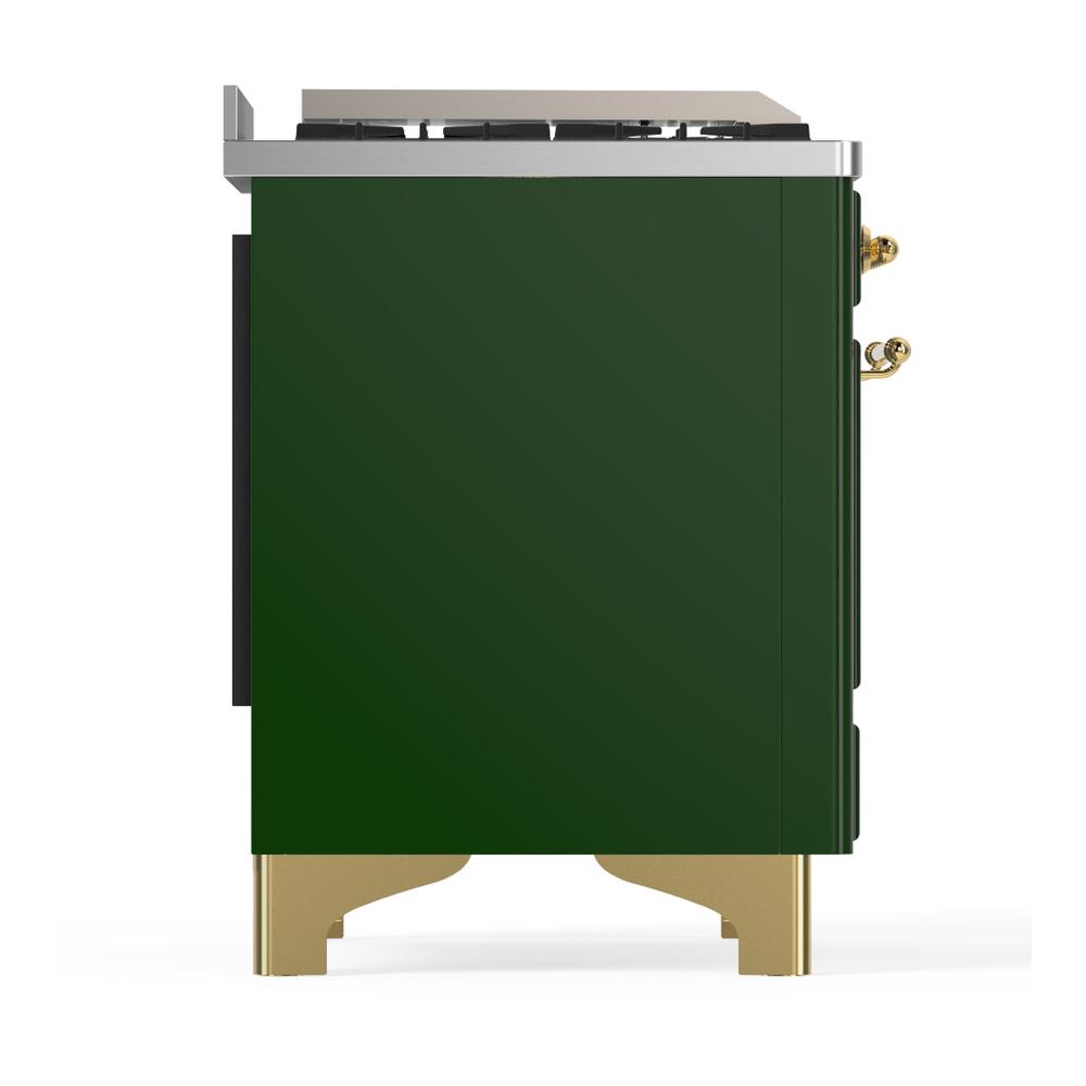 Ilve UM48FNR3EGGLP Ilve Um48Fnr3Egglp Majestic Iii 48 Inch Dual Fuel Range With 8 Burners And Griddle, Dual Function Burner Up To 25,000 Btu (Liquid Propane, Triple Glass Door, Emerald Green, Brass)
