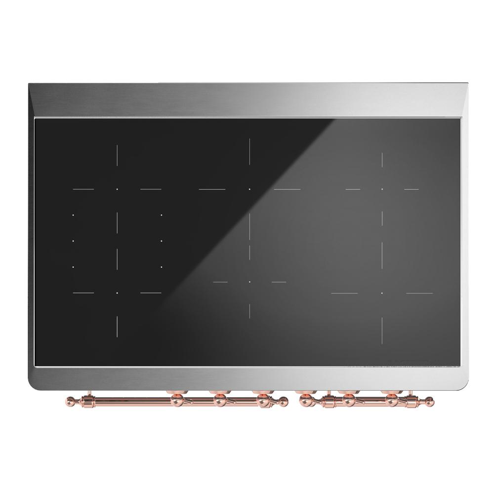 Ilve UMDIB40QNR3BGP Ilve Umdib40Qnr3Bgp Majestic Iii 40 Inch Induction Range With 6 Elements, 3.82 Cu. Ft. Total Oven Capacity (Solid Door, Blue Grey, Copper)