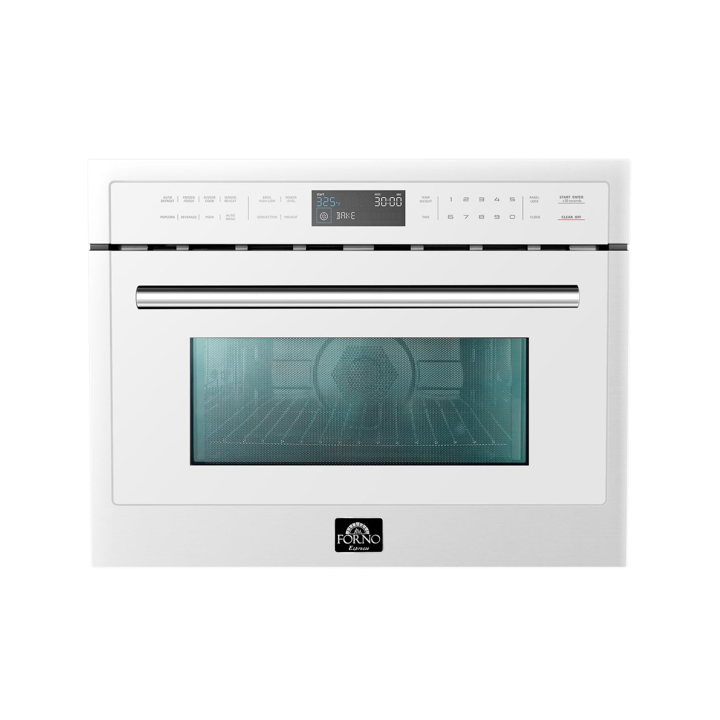 Forno FMWDR309324WHT Forno Oliena Espresso White 24-Inch Built-In Microwave And Convection Oven Combo, 1.6 Cu.Ft, 1750W Convection, 1000W Microwave, Stainless Steel Interior, Glass Touch Controls, Sensor Cooking