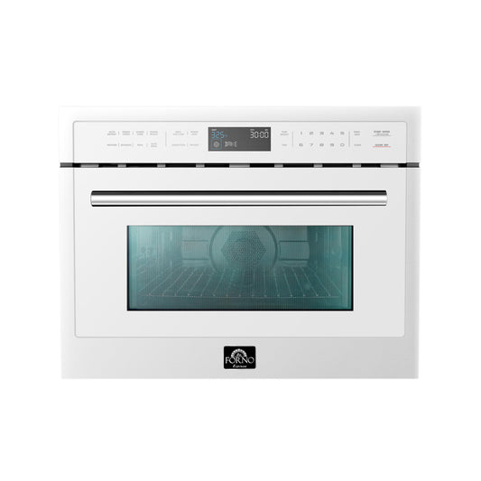 Forno FMWDR309324WHT Forno Oliena Espresso White 24-Inch Built-In Microwave And Convection Oven Combo, 1.6 Cu.Ft, 1750W Convection, 1000W Microwave, Stainless Steel Interior, Glass Touch Controls, Sensor Cooking