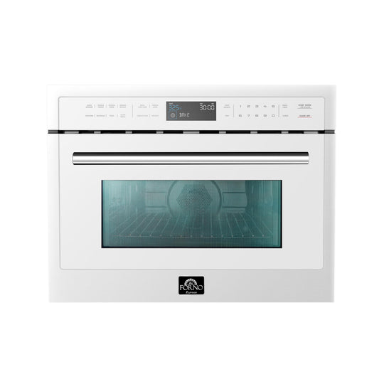Forno FMWDR309324WHT Forno Oliena Espresso White 24-Inch Built-In Microwave And Convection Oven Combo, 1.6 Cu.Ft, 1750W Convection, 1000W Microwave, Stainless Steel Interior, Glass Touch Controls, Sensor Cooking