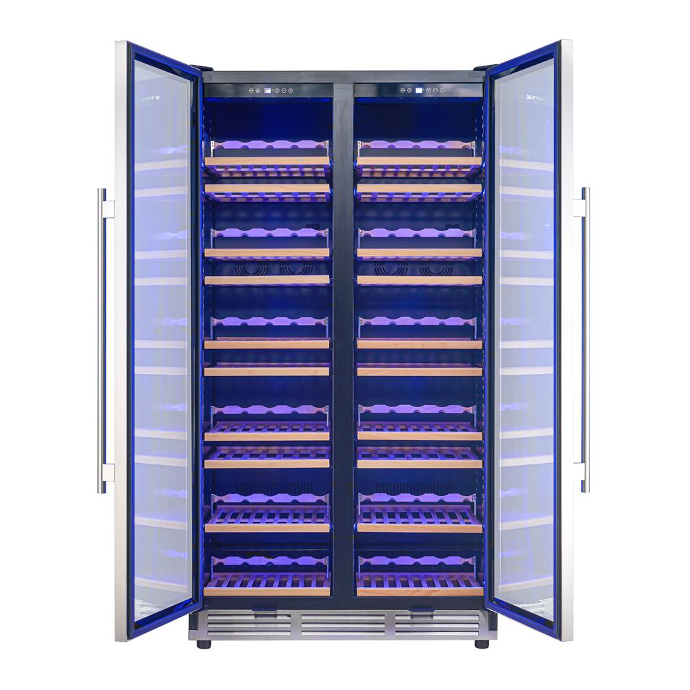 Forno FWCDR664240S Forno Vernazza 40-Inch Side-By-Side Dual Zone Wine Cellar, 25.07 Cu.Ft Capacity, Stainless Steel, Temperature Control, Uv-Protected Glass Door, Wooden Shelves
