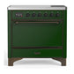 Ilve UMIB36QNR3EGB Ilve Umib36Qnr3Egb Majestic Iii 36 Inch Induction Range With 6 Elements, 3.5 Cu. Ft. Total Oven Capacity (Solid Door, Emerald Green, Burnished)