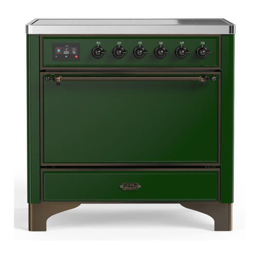 Ilve UMIB36QNR3EGB Ilve Umib36Qnr3Egb Majestic Iii 36 Inch Induction Range With 6 Elements, 3.5 Cu. Ft. Total Oven Capacity (Solid Door, Emerald Green, Burnished)