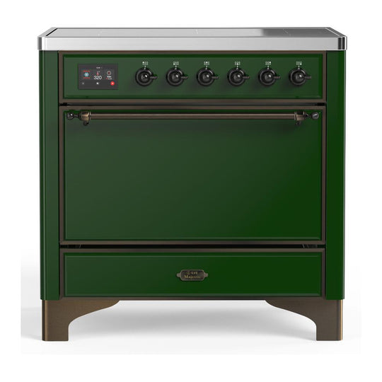 Ilve UMIB36QNR3EGB Ilve Umib36Qnr3Egb Majestic Iii 36 Inch Induction Range With 6 Elements, 3.5 Cu. Ft. Total Oven Capacity (Solid Door, Emerald Green, Burnished)