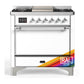 Ilve UM36FQNR3RAC Ilve Um36Fqnr3Rac Majestic Iii 36 Inch Dual Fuel Range With 6 Black Brass Burners And Griddle, Dual Function Burner Up To 25,000 Btu (Solid Door, Ral, Chrome, Natural Gas)