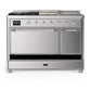 Ilve UM48FSQNR3SSCLP Ilve Um48Fsqnr3Ssclp Majestic Iii 48 Inch Dual Fuel Range With 5 Black Brass Burners, Griddle And French Top, Dual Function Burner Up To 25,000 Btu (Liquid Propane, Solid Door, Stainless Steel, Chrome)
