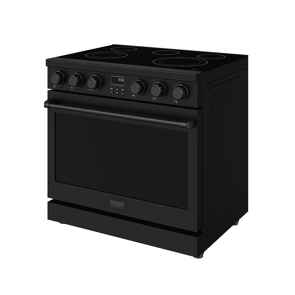 Thor Kitchen ARE36B 36 Inch Electric Range In Black - Contemporary Professional