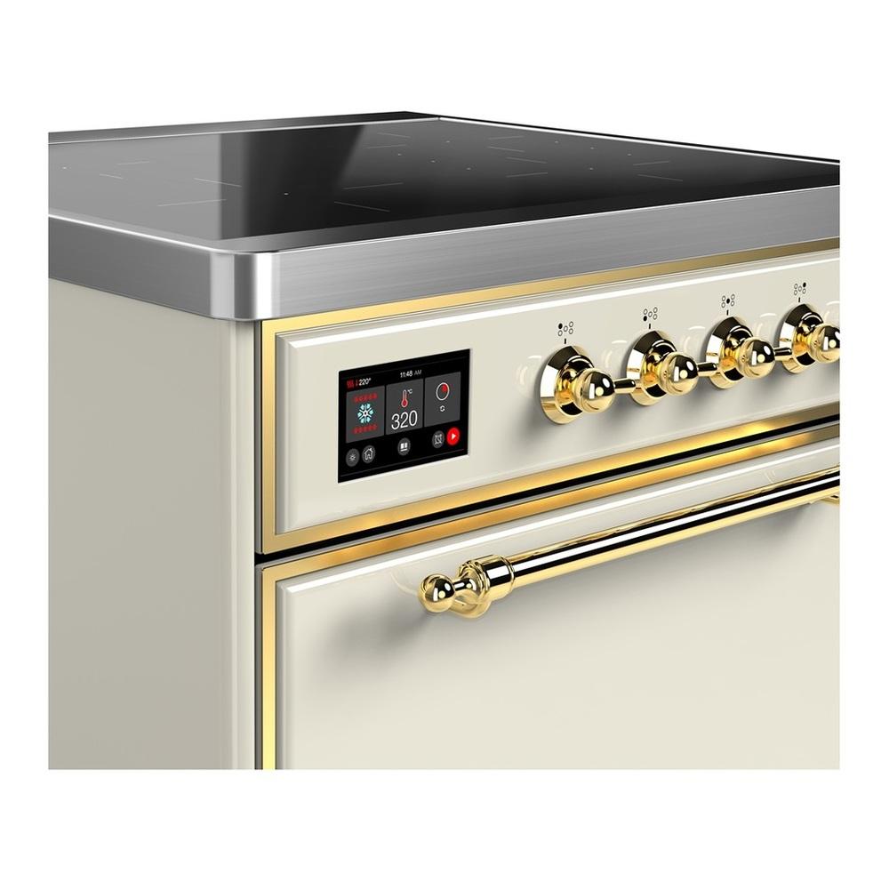 Ilve UMIB30QNR3AWG Ilve Umib30Qnr3Awg Majestic Iii 30 Inch Induction Range With 4 Elements, 4 Cu. Ft. Oven Capacity (Solid Door, Antique White, Brass)