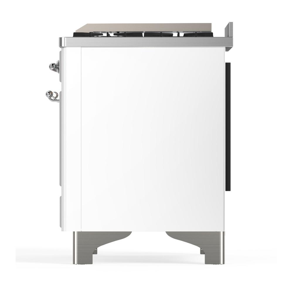 Ilve UMD40FNR3WHCLP Ilve Umd40Fnr3Whclp Majestic Iii 40 Inch Dual Fuel Range With 6 Burners And Griddle, Dual Function Burner Up To 25,000 Btu (Liquid Propane, Triple Glass Door, White, Chrome)