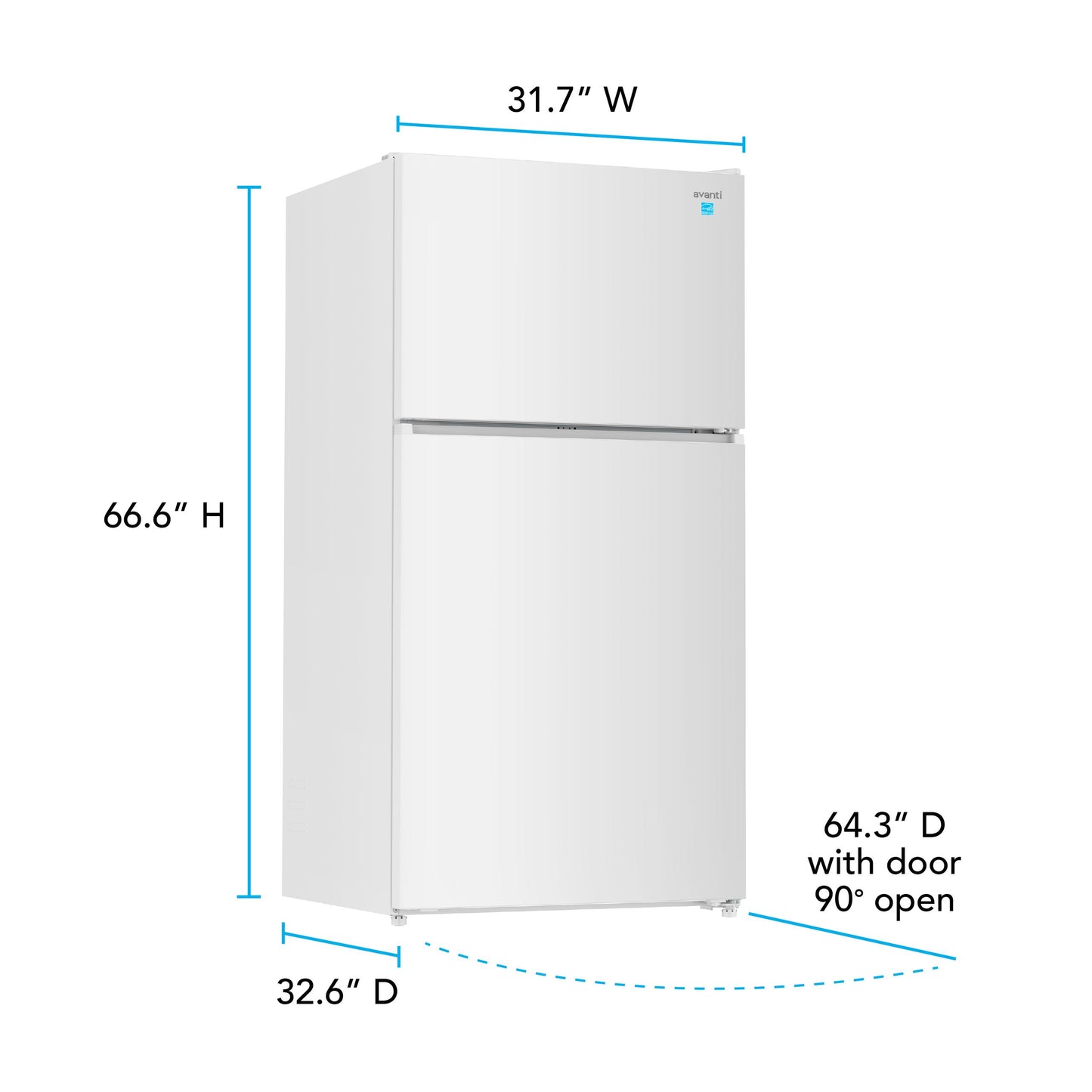 Avanti AVFF24DLJM0W Avanti Maxxspace Insulation™ Technology Garage-Ready Frost-Free Ice Maker-Ready Refrigerator, 24 Cu. Ft., Energy Star, White (Avff24Dljm0W)