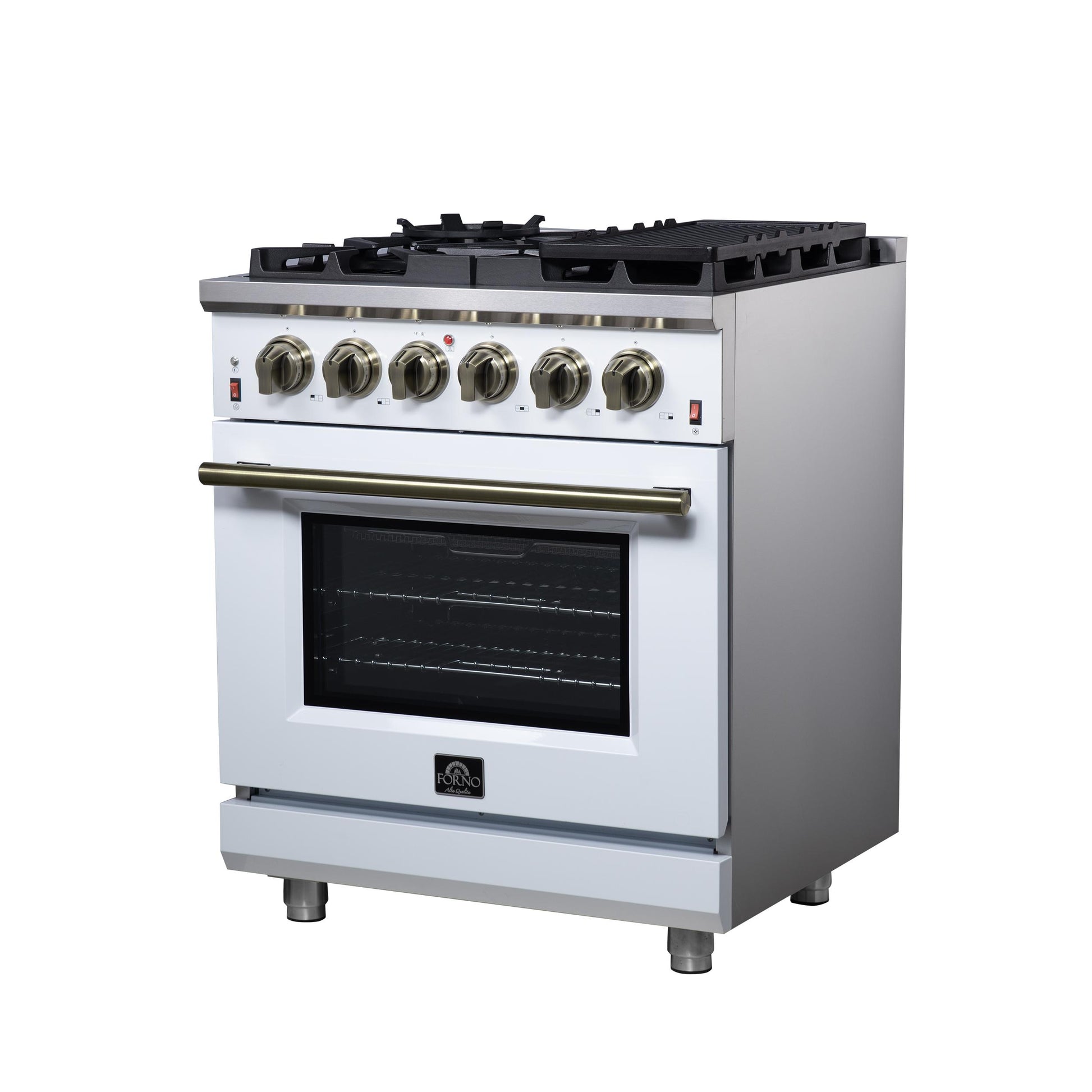 Forno FFSGS623930WHT Forno Massimo 30-Inch White Freestanding Gas Range, 5 Burners, True Convection Oven