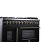 Forno FFSGS638748BLK Forno Capriasca 48 Inch Freestanding French Door Dual Fuel Range In Black With Antique Brass Accessories, 8 Burners, True Convection Oven
