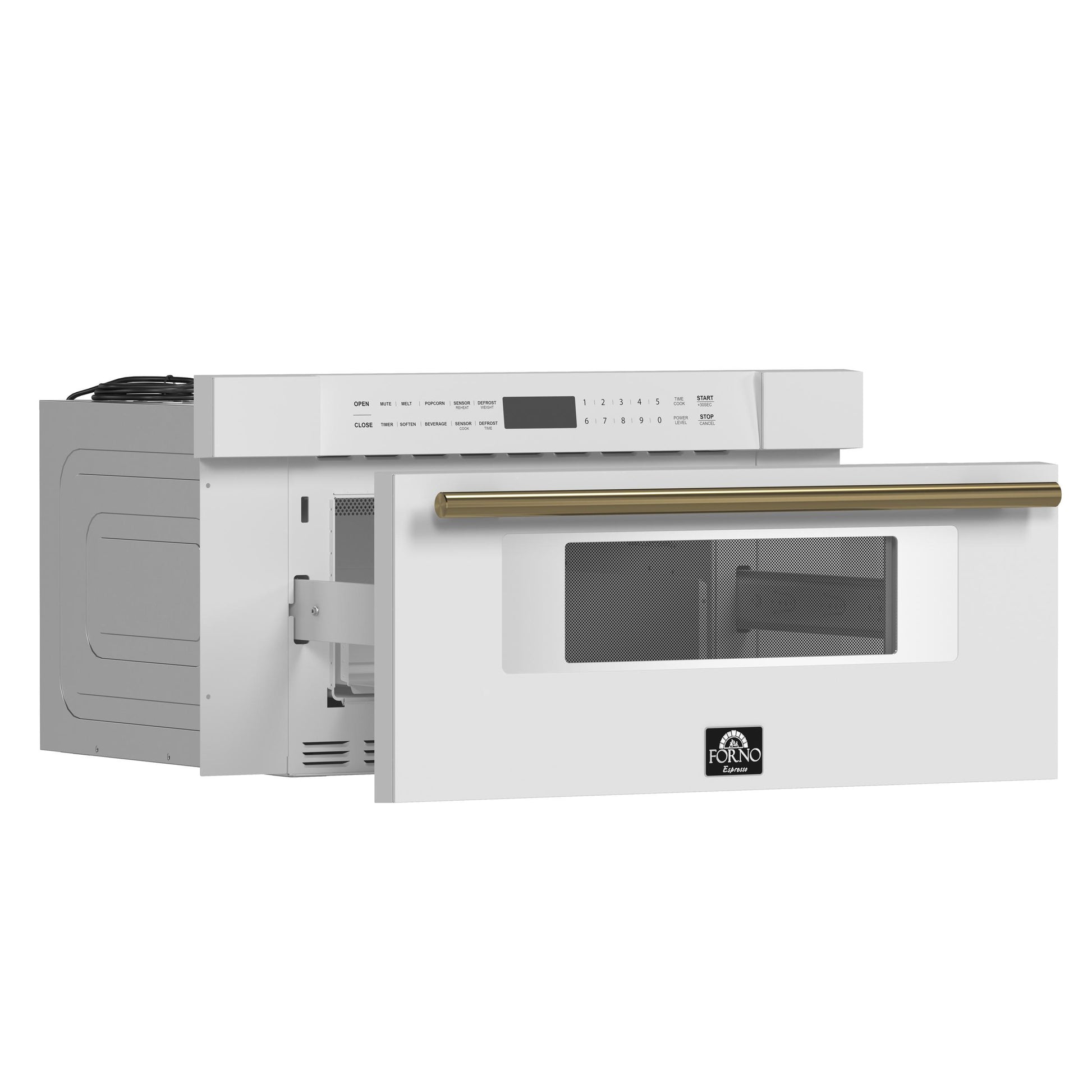 Forno FMWDR300030WHT Forno Capoliveri Espresso 30-Inch Microwave Drawer, White, 1.2 Cu.Ft, 1500 Watts, Built-In, Touch Control Lcd Display, Auto-Touch Open/Close, 11 Power Levels, Sensor Cooking