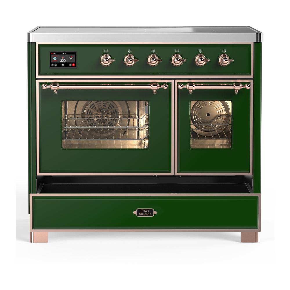 Ilve UMDIB40NR3EGP Ilve Umdib40Nr3Egp Majestic Iii 40 Inch Induction Range With 6 Elements, 3.82 Cu. Ft. Total Oven Capacity (Triple Glass Door, Emerald Green, Copper)
