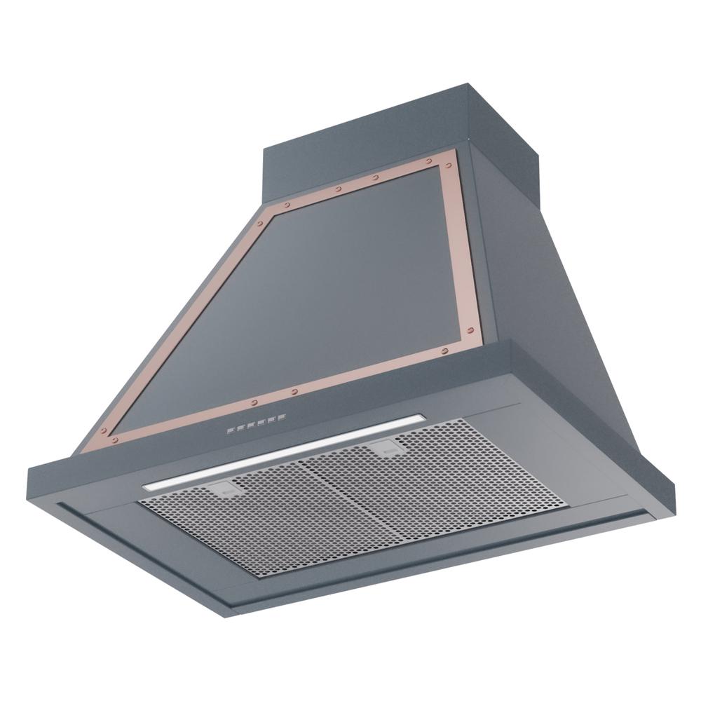 Ilve UANB30BGP Ilve Uanb30Bgp Nostalgie Ii Noblesse 30 Inch Range Hood With 600 Cfm (Blue Grey, Copper)