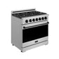 Thor Kitchen RSG36PLPBLK 36 Inch Professional Liquid Propane Range With Precision Knob In Stainless Steel And Black Gordon Ramsay Series