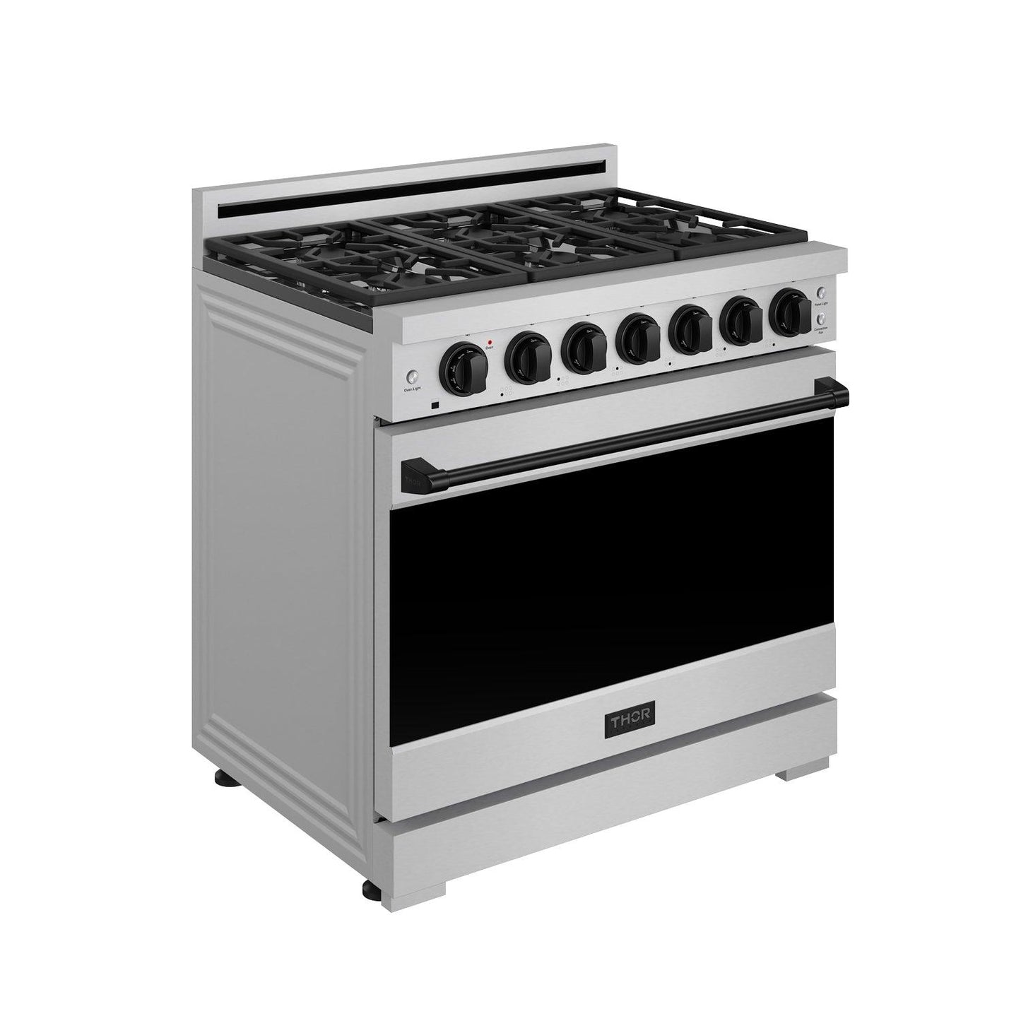 Thor Kitchen RSG36PLPBLK 36 Inch Professional Liquid Propane Range With Precision Knob In Stainless Steel And Black Gordon Ramsay Series