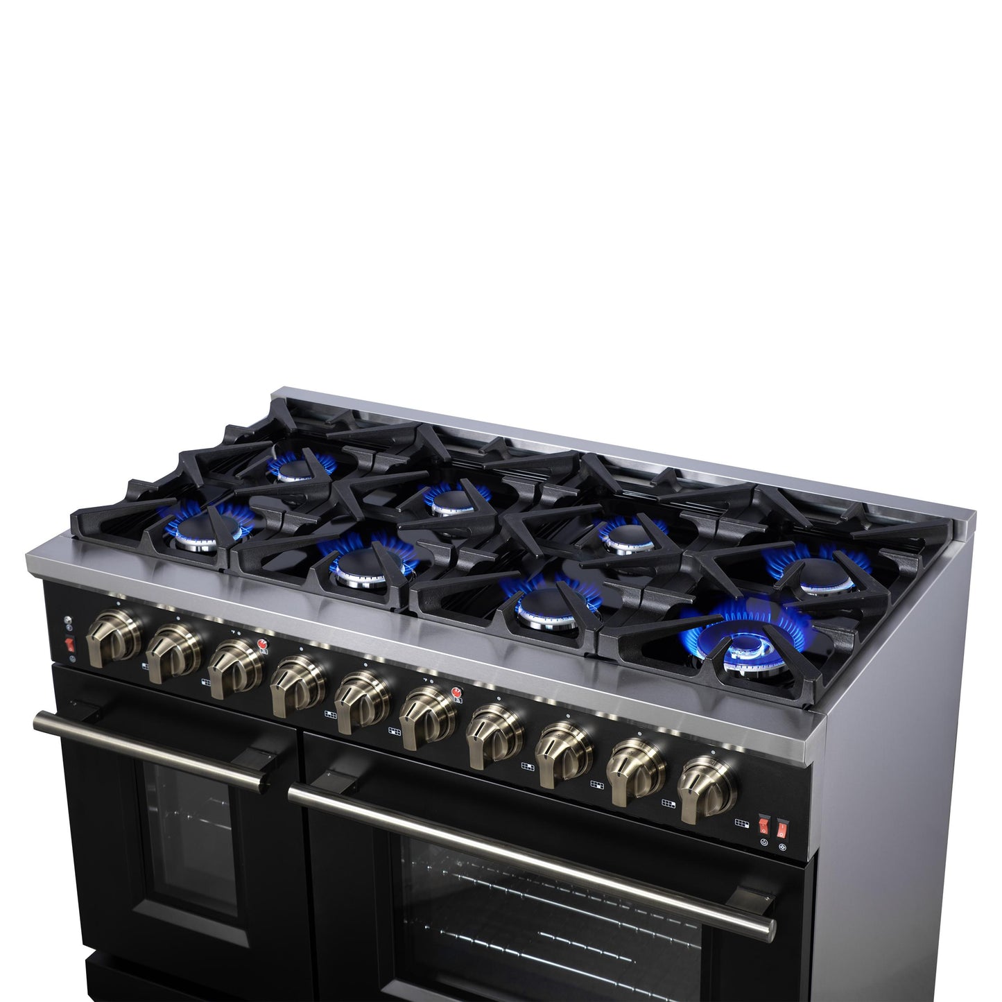 Forno FFSGS623948BLK Forno Massimo 48-Inch Black Freestanding Gas Range, 8 Burners, True Convection Oven