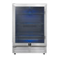 Forno FWCDR666524S Forno Frescolino 24 Inch Beverage Cooler, Stainless Steel, With Led Lighting, Triple Glass Door, 188 Can Capacity, Built-In Or Freestanding