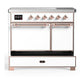 Ilve UMDIB40QNR3WHP Ilve Umdib40Qnr3Whp Majestic Iii 40 Inch Induction Range With 6 Elements, 3.82 Cu. Ft. Total Oven Capacity (Solid Door, White, Copper)