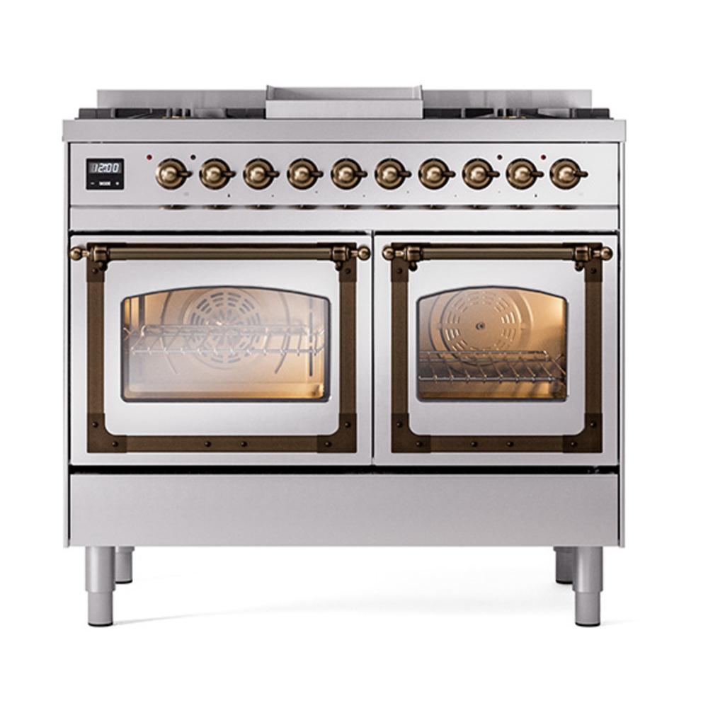 Ilve UND40FNMPSSBLP Ilve Und40Fnmpssblp Nostalgie Ii Noblesse 40" Dual Fuel Range (Liquid Propane, Triple Glass Door, Stainless Steel, Burnished)