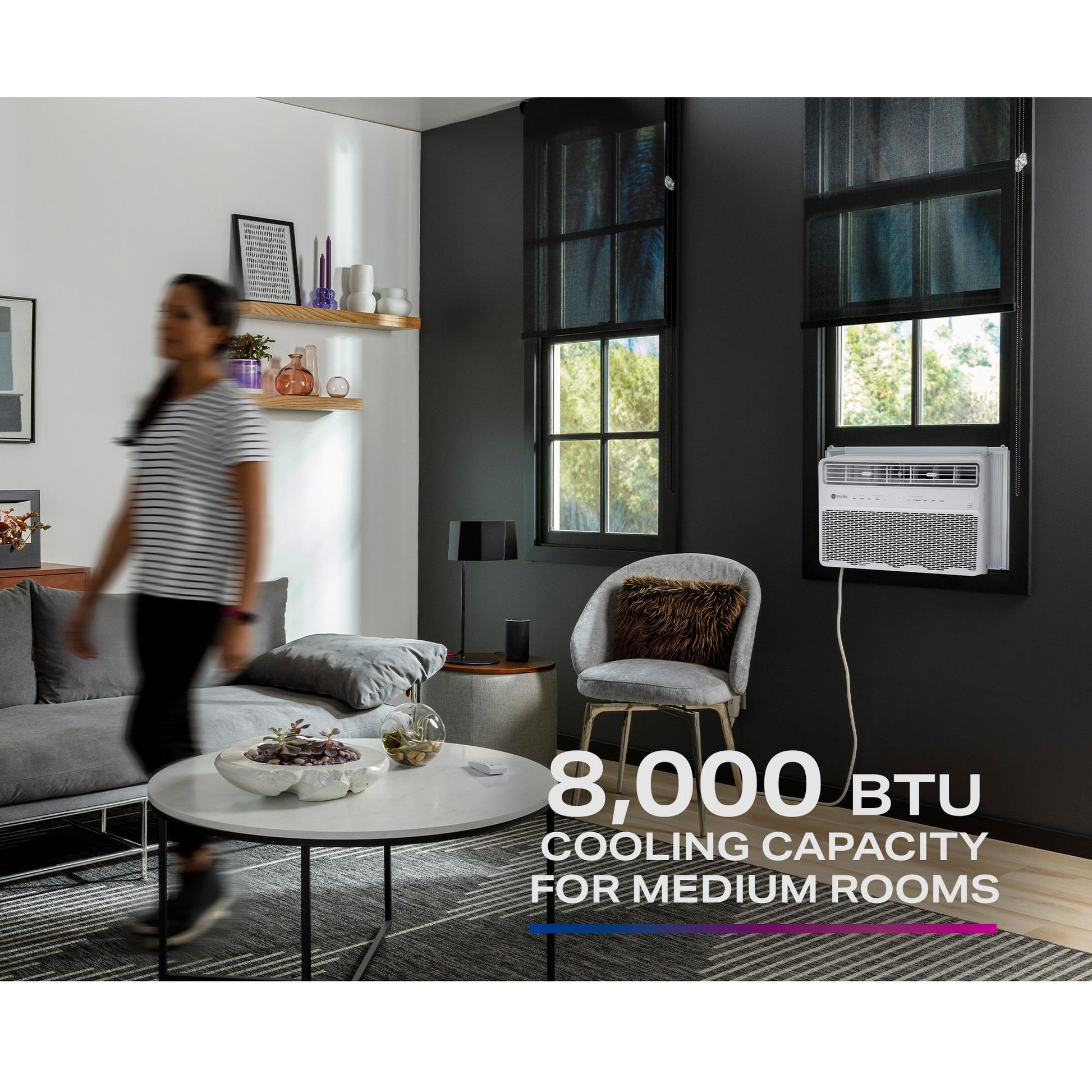 Ge Appliances PWDV08WWF Ge Profile™ Energy Star® 8,000 Btu Inverter Smart Ultra Quiet Window Air Conditioner For Medium Rooms Up To 350 Sq. Ft.