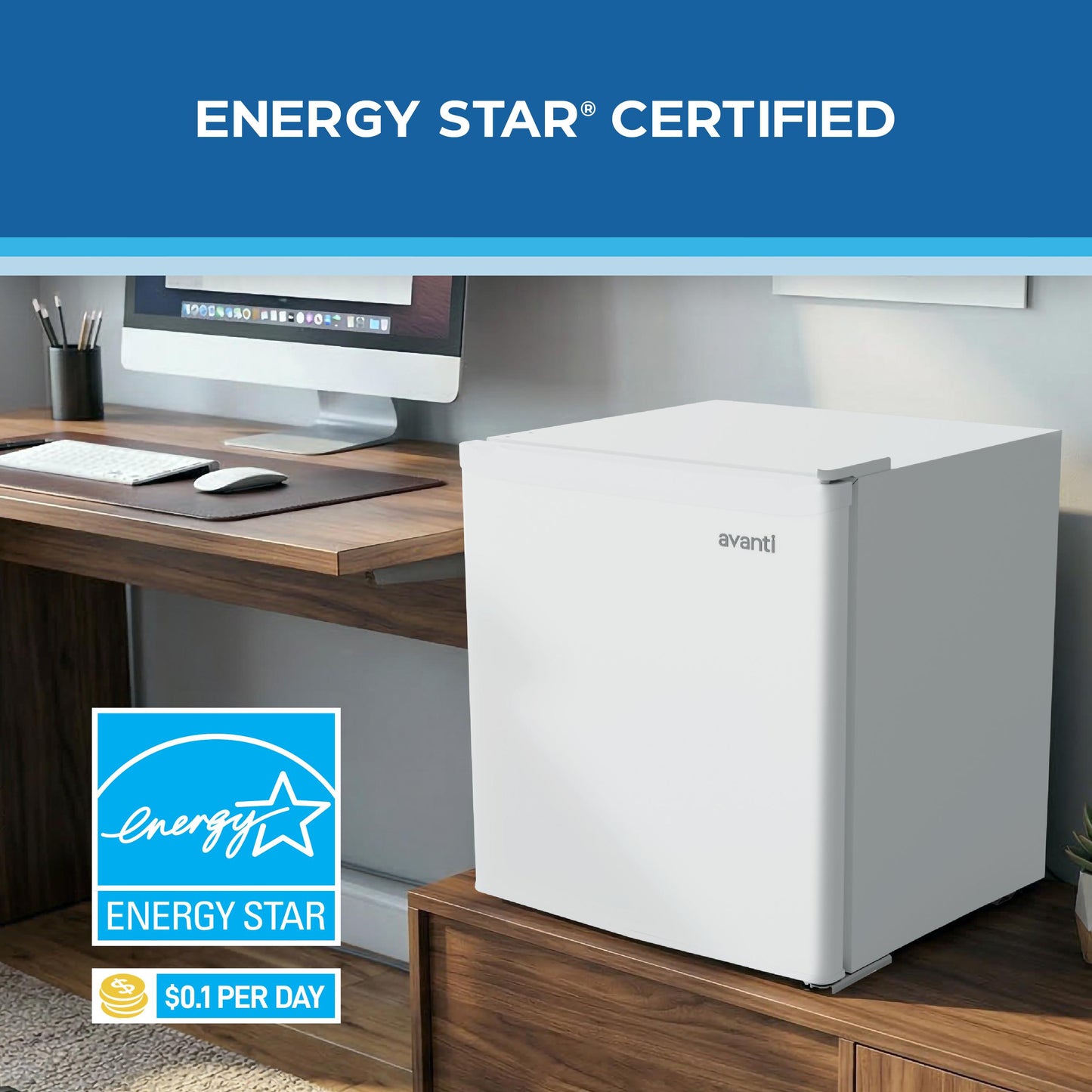 Avanti AVRM16F0W Avanti 1.6 Cu. Ft. Compact Refrigerator, Mini-Fridge, In White (Avrm16F0W)