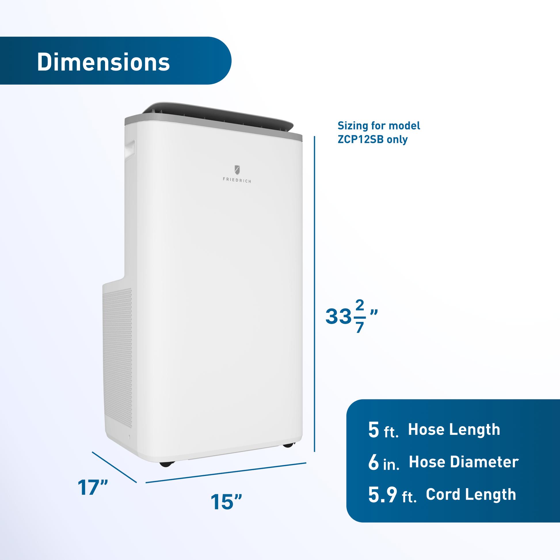 Friedrich ZCP12SB Friedrich Zoneaire Select 12,000 Btu Single-Hose Smart Portable Air Conditioner