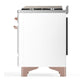 Ilve UM60FQNR3WHP Ilve Um60Fqnr3Whp Majestic Iii 60 Inch Dual Fuel Range With 9 Burners And Griddle, Dual Function Burner Up To 25,000 Btu (Natural Gas, Solid Door, White, Copper)