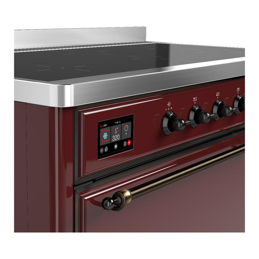 Ilve UMIB48QNR3BUB Ilve Umib48Qnr3Bub Majestic Iii 48 Inch Induction Range With 6 Elements, 5.02 Cu. Ft. Total Oven Capacity (Solid Door, Burgundy, Burnished)